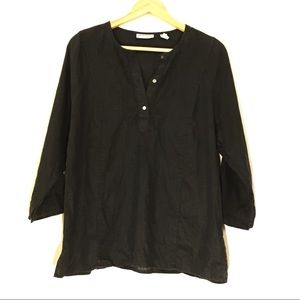 Valerie Stevens Embroided Black Linen 3/4 Sleeve L